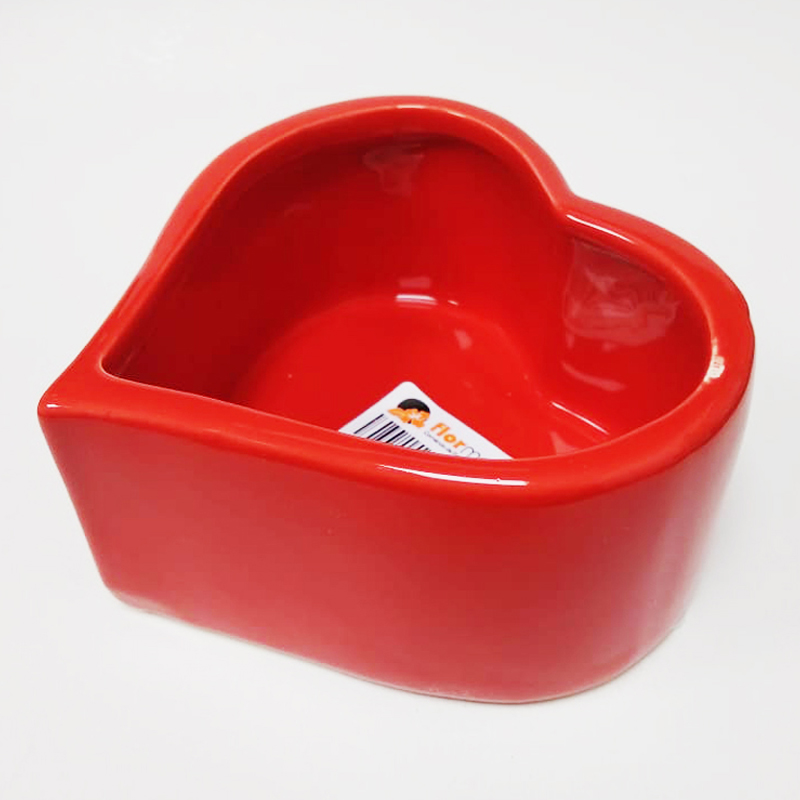 Vaso Cer&acirc;mico Vermelho em forma de cora&ccedil;&atilde;o&nbsp;
